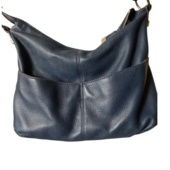 Michael Michael Kors Elegant Navy Leather Shoulder Bag - Picture 2 of 7